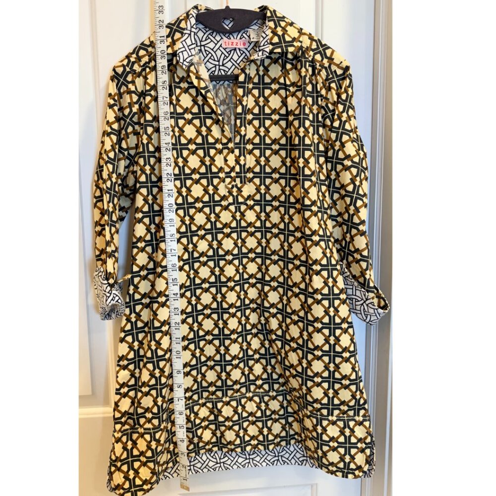 Tizzie Geometric Button-Front Shirt Dress Size S - Picture 4 of 10